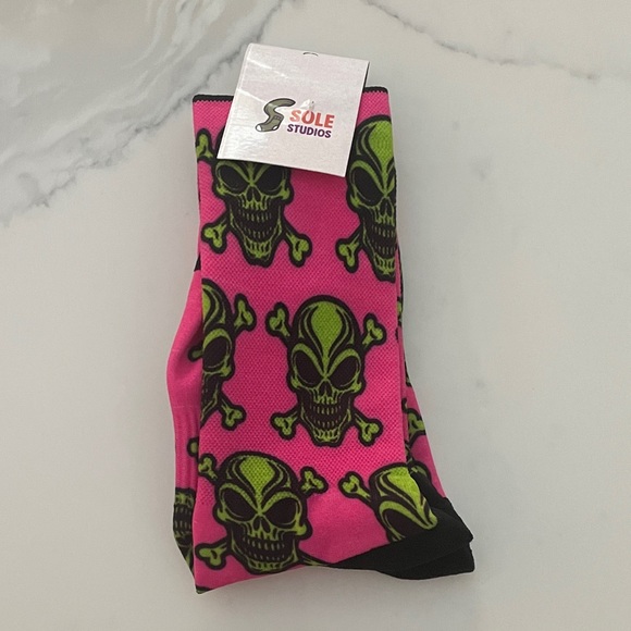 Pink and Green Skull Socks - Picture 1 of 1